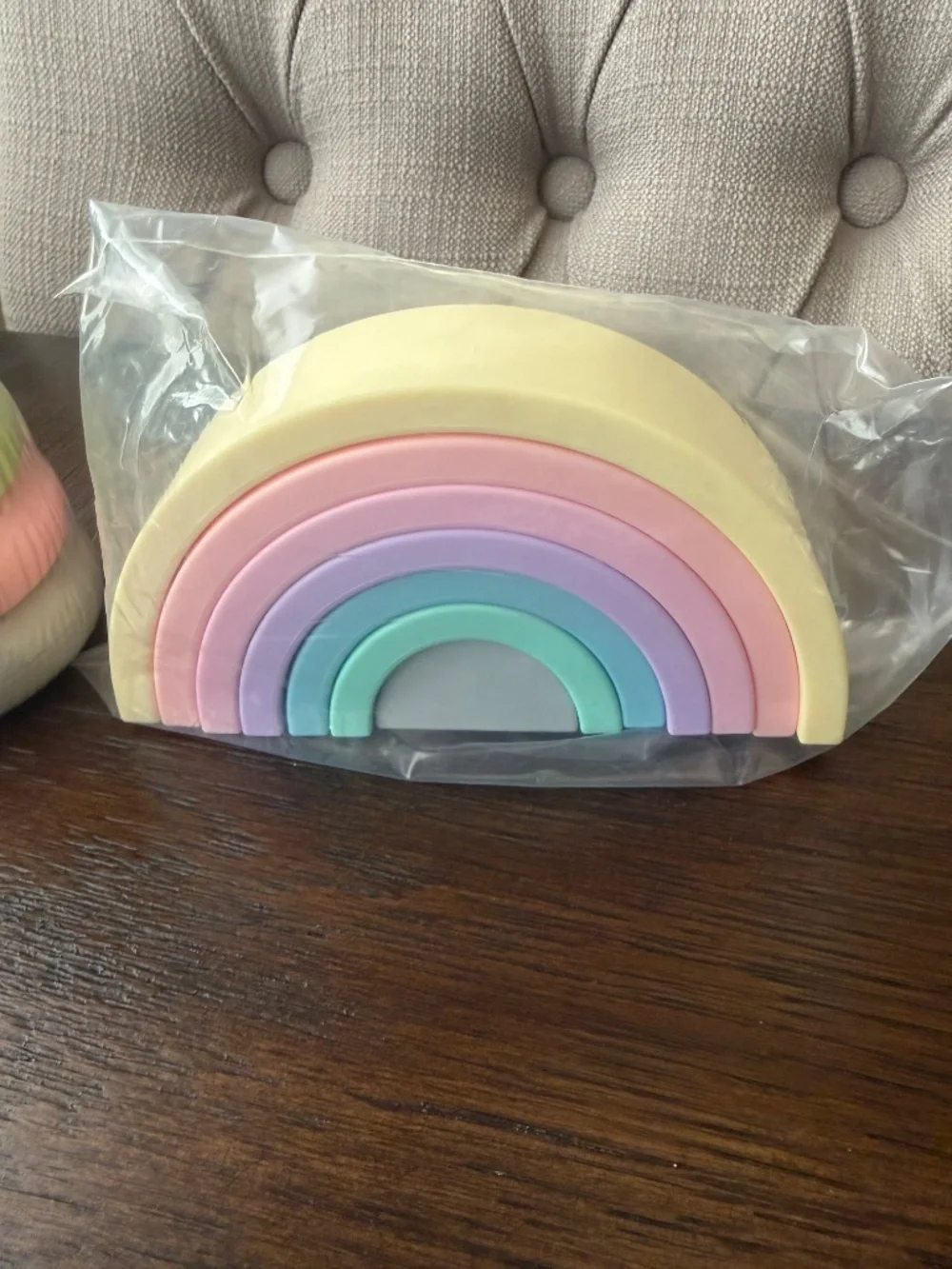 NWOT baby silicon rainbow and stacking tower